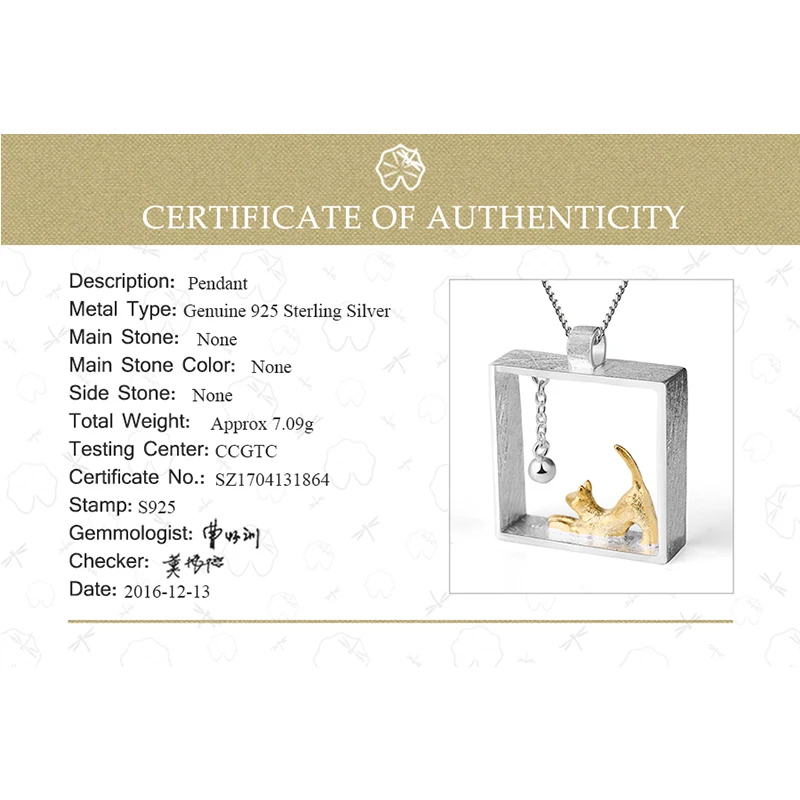 Lotus-Fun-Real-925-Sterling-Silver-Handmade-Designer-Fine-Jewelry-Fashion-Cat-Playing-Balls-Pendant-without