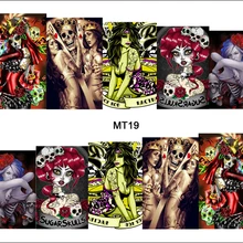 1 лист ногтей MT19 полное покрытие POP beauty Girl Skull Fashion Nail Art переводная наклейка для ногтей типсы для татуировки инструменты для ногтей