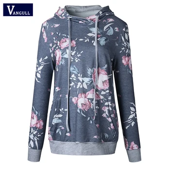 

Casual Spring & Autumn New Style Women's Clothing Hooded long sleeve Female Pullovers Printing pocket women Hoodies Tops