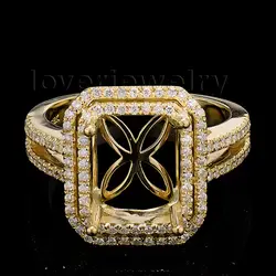 Новый Элегантный Изумрудное кольцо 8x10 мм 18kt желтого золота природных алмазов полу крепление кольцо 2T018