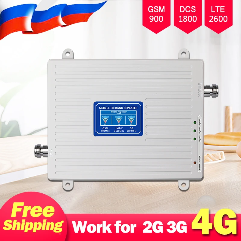 

Repeater 900 1800 2600 Mobile Signal Booster 2G 3G 4G Amplifier GSM LTE Cellular Amplifier Cell Phone Signal Booster Tri-Band