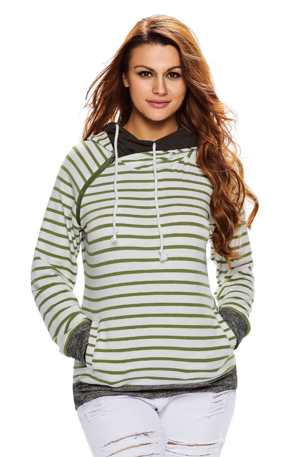Olive-White-Stripe-Double-Hooded-Sweatshirt-LC25931-9-1