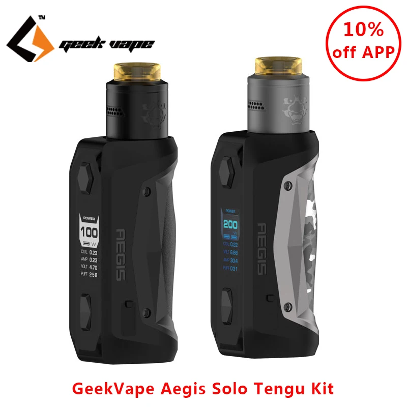 Get  Original GeekVape Aegis Solo Tengu Kit Electronic Cigarette 100W Box Mod Vape with Tengu RDA E cigs