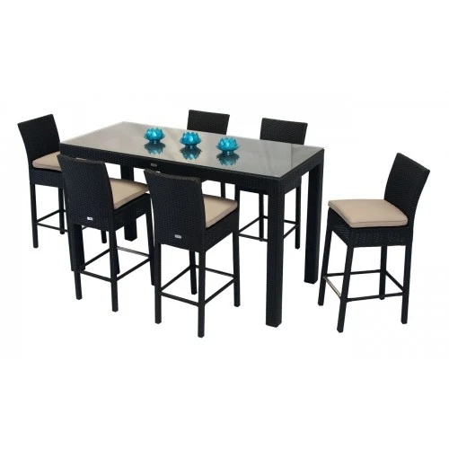 Resin Wicker Glass Top Aluminium Table High Back Bar Stools 7pc Wicker Bar Setting Aluminum Table Table Aluminiumtable Table Aliexpress