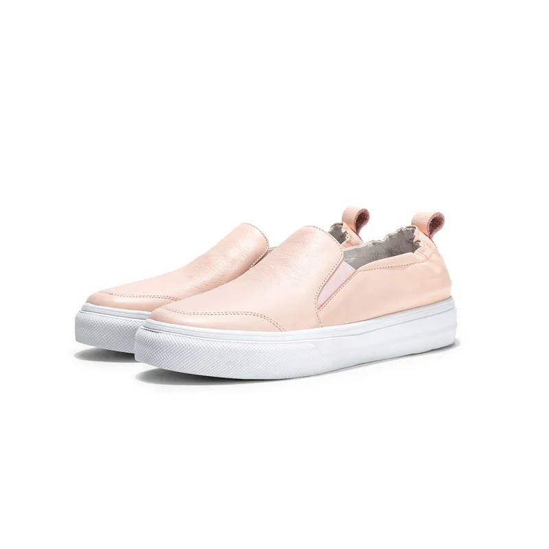 New Donna Flats Fashion 34 Donna bianco 2019 in Asumer Shoes Spring Size Rosa vera pelle Casual Punta 40 Big Rotonda Autumn CxgWqzT0w