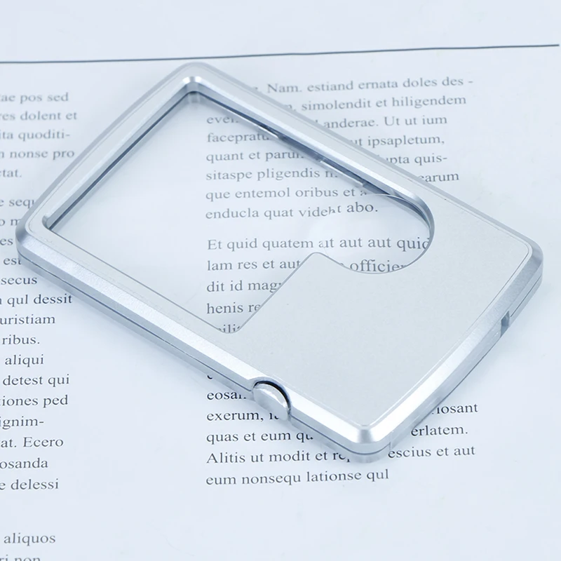 Credit Card Led Magnifier Loupe With Light Leather Case Magnifying Glass Ultra-Thin Portable Square With LED Light 1PC