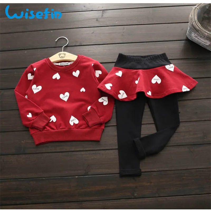 

Wisefin Winter Children Girl Clothing Set For Winter Kids Girl Fall Clothes 2018 Heart Full Sleeve Toddler Girl Designer Outfits