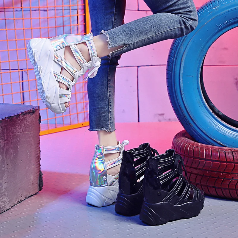 11 High Heels Women Sandals Fashion Casual Chunky Sandals Woman Summer Increase Shoes Platform Wedges Increase Slippers Slides