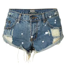 MORUANCLE женские сексуальные рваные окрашенные короткие джинсы винтажные Рваные джинсовые шорты женские рваные джинсы