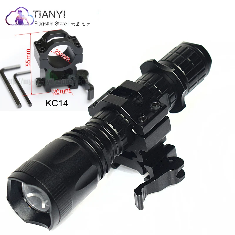 

Activefire Tactical light Torch CREE Zoomable LED flashlight XM-L2 hunting lights with remote pressure pad switch / mounts Torch