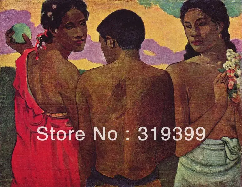 

100% handmade Oil Painting Reproduction on Linen canvas,Three Tahitians by paul gauguin,Free DHL Shipping,impressionism painting