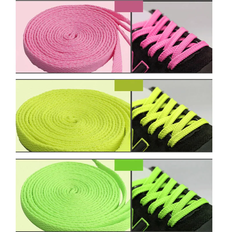 3Pairs  Classic Flat Sole Canvas Shoelaces Casual With Black Gray Red Green Yellow Laces Running Woven Laces Sport Casual Lacing