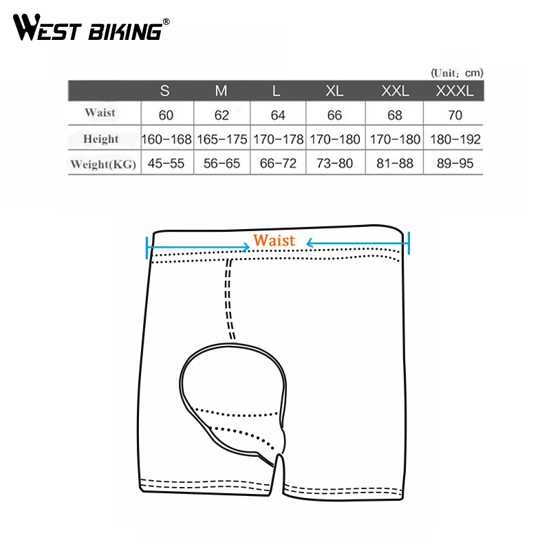 WEST BIKING гелевые мужские велосипедные шорты дышащие 3D Мягкие Спортивные трусы для верховой езды нижнее белье для велосипеда шорты для фитнеса S~ 3XL