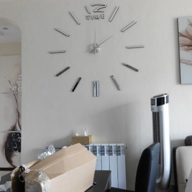 Современные DIY большие настенные часы 3D зеркальная поверхность домашний стикер Декор художественная наклейка