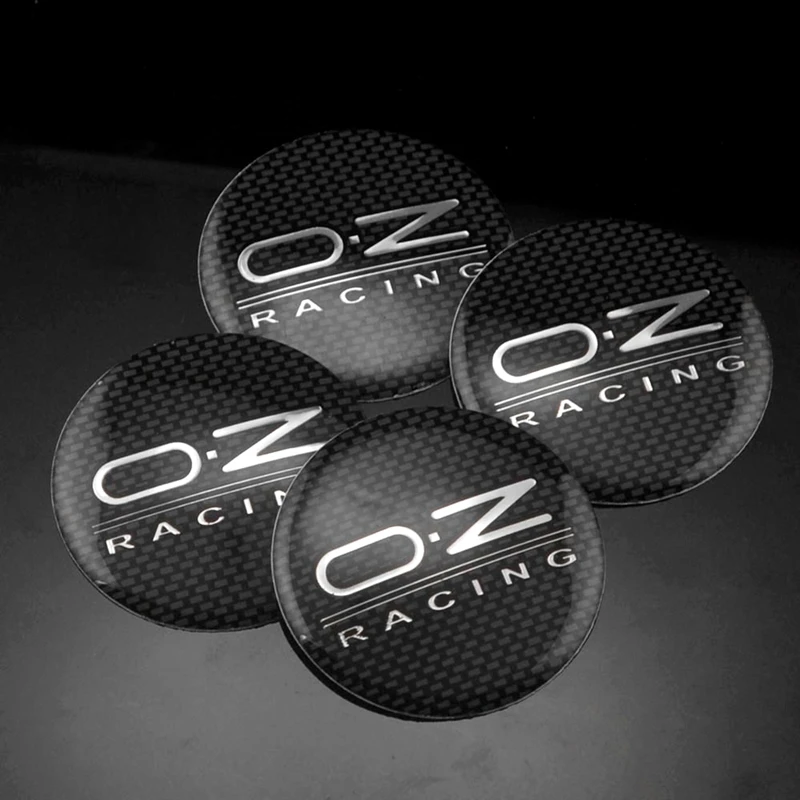 

4 pcs 56mm OZ Racing Sticker Wheel Center Cap Emblem Carbon Fiber Style OZ Logo Sticker For OZ Racing Wheel Rims Car Car Sticker
