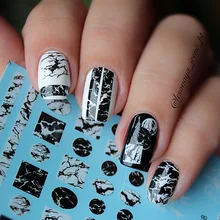 1 лист каменные мраморные наклейки для ногтей переводные наклейки s Белый мрамор дизайн ногтей тату наклейка черный мрамор водная горка