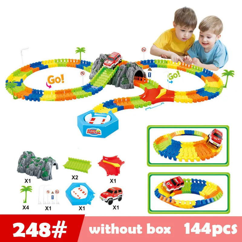 Магический трек Электрический рельсовый Автомобиль DIY Flex Railway Roller Coaster