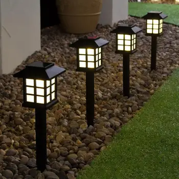

HobbyLane 4pcs/1pcs Mini House Shape LED Solar Light 905X8.5cm Garden Lawn Light Pathway Yard Landscape Decoration Night Light