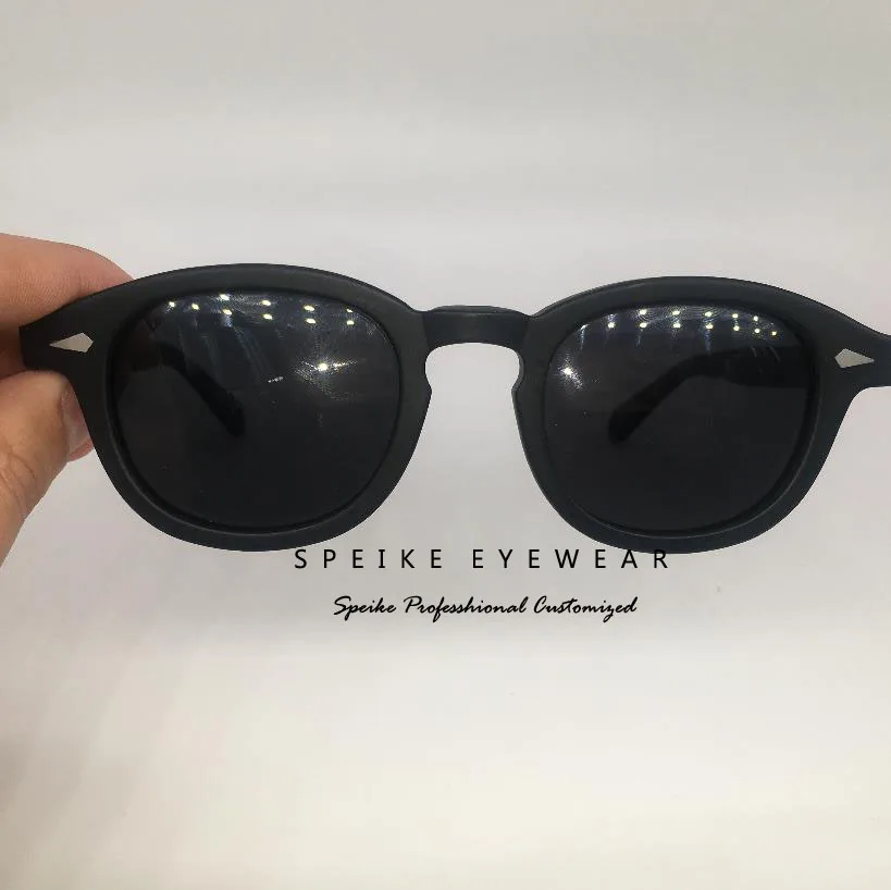 Matte black frame SPEIKE, индивидуальные винтажные черные солнцезащитные очки, Джони Депп, лемтош, стиль ретро, темные очки, могут быть близорукими, солнцезащитные очки - Цвет линз: Matte black frame