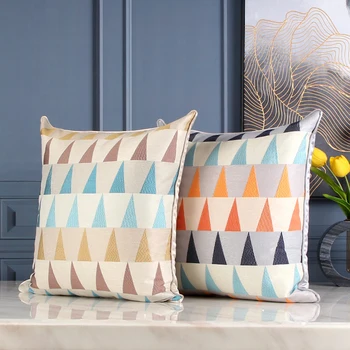 

DUNXDECO Cushion Cover Square Decorative Pillow Case Modern Artistic Nordic Colorful Geometric Jacquard Kid Room Chair Cushion