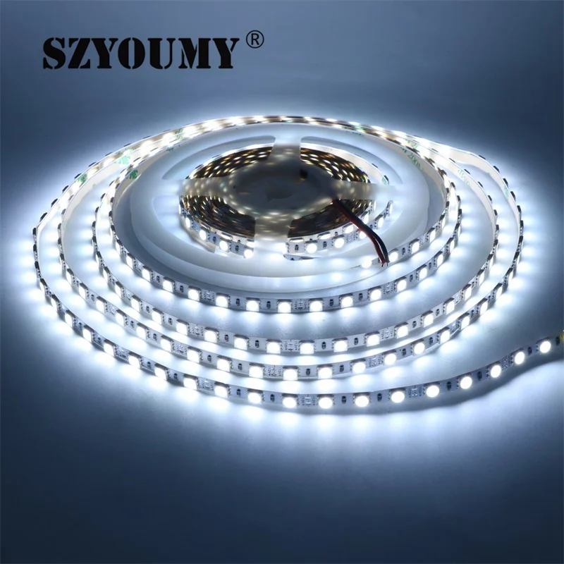 Szyoumy Светодиодные полосы SMD 5050 свет не Водонепроницаемый Клейкие ленты fita 5 м 420led DC 12 В Surper яркий 84led/ м полосы Клейкие ленты