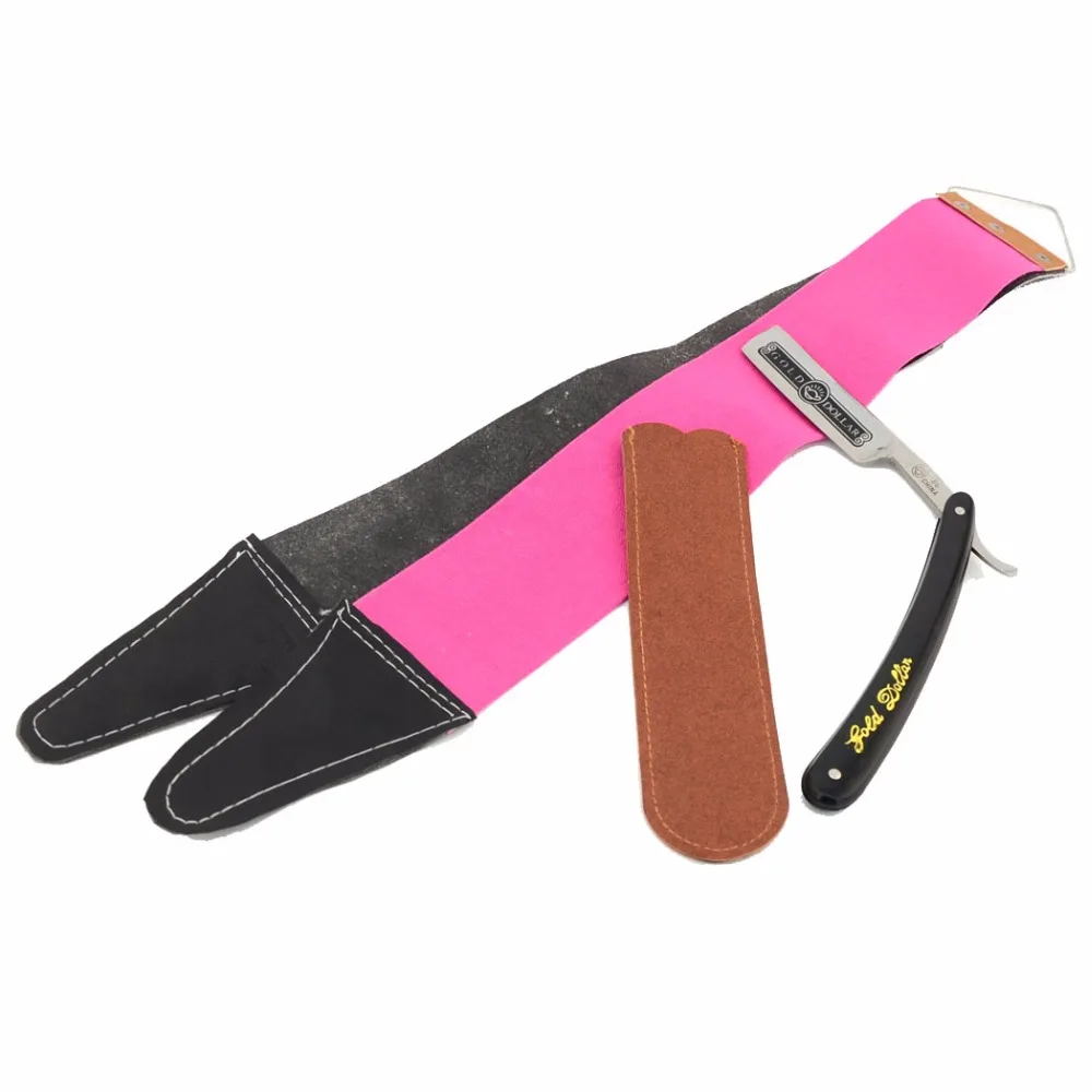 Open Straight Razor Cut Throat Knife + Leather Canvas Strop Perfect
