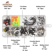 Гиена 80 шт./кор. рыболовные аксессуары грузило крючки Вертлюги свинцовый рыболовный грузик с кольцом Карп рыболовные снасти коробки