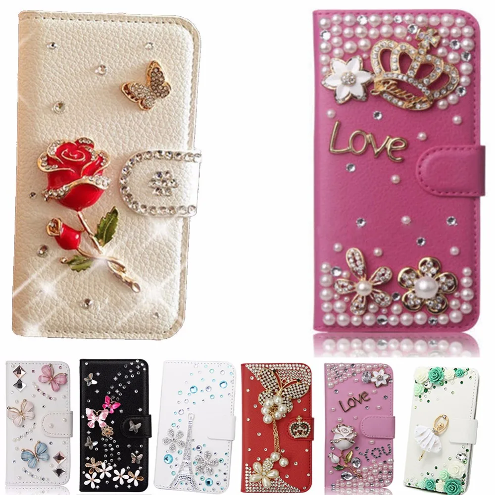 

For Xiaomi New Style Luxury Fashion Elegant Bling Diamond Rhinestone Handmade Cute Flip PU Leather Phone Cover