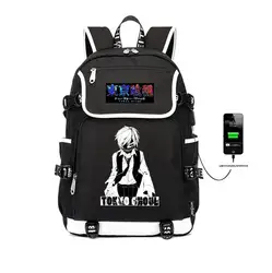 Японский аниме Токийский Гуль рюкзак печать usb зарядка путешествия рюкзак Kaneki Кен сумки на плечо женский мужской рюкзак для ноутбука