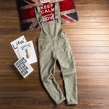 

Korean Fashion Street Style Mens Bib Pants Casual Wild Loose Jumpsuits Super Handsome Boyfriend Wind Overalls Good Quality