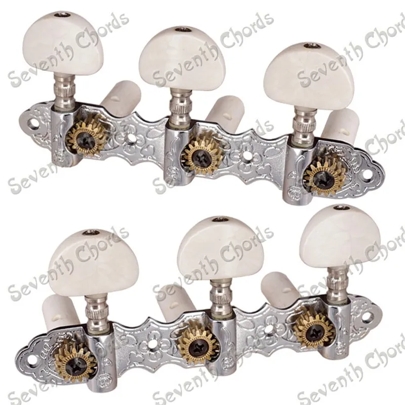 QHX A Set White Pearl Button Classical Guitar String Tuners Tuning Peg