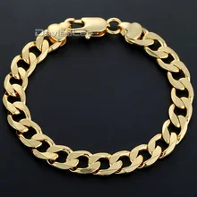 Davieslee модный подарок 9/10 мм Снаряженная кубинская цепь браслет Модный женский мужской Розовый полновесный золотистый браслет вечерние ювелирные изделия DLGB157