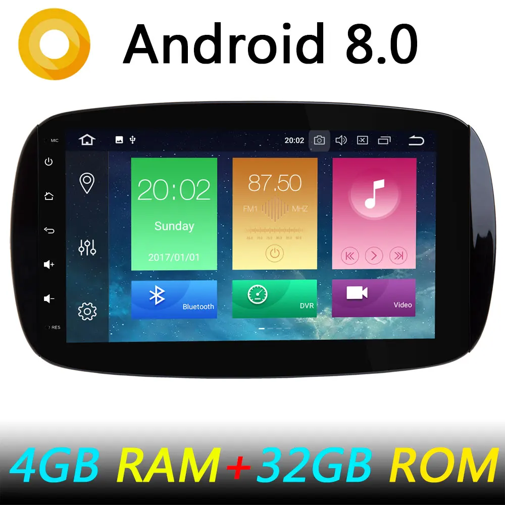 Cheap IPS 8 Core Android 8.1 Car DVD Multimedia Radio Stereo GPS Player For Mercedes Benz Smart Fortwo 2015 2016 2017 4GB RAM+32GB ROM 1
