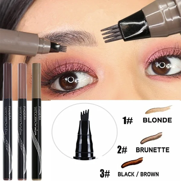 

Microblading Eyebrow Tattoo Pen 4 Head Fork Tip Eyebrow Dye Tint Pencil Waterproof Long Lasting Eyebrow Shaper Makeup Tool
