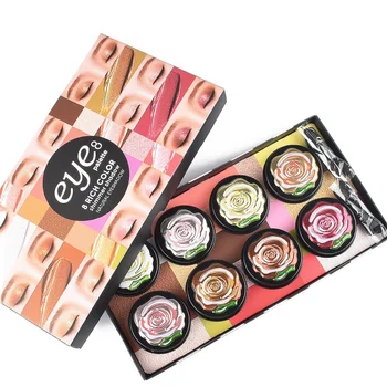 

2019 8 Color Cosmetic Fashion Matte Eye shadow Cream Flower shape Makeup Party Shimmer Set Eyeshadow