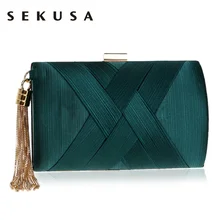 SEKUSA New Arrival Metal Tassel Lady Clutch Bag With Chain Shoulder Handbags Classical Style Small Purse