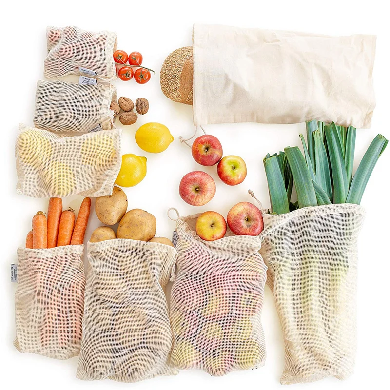 Zero Waste Produce Bags Reusable Vegetable Bag Biodegradable Fruit Cotton Bags