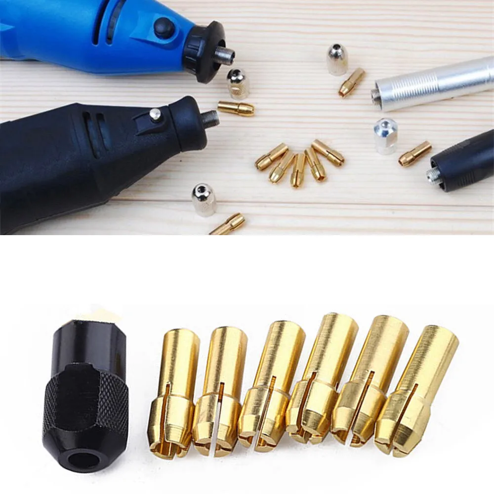 Hot Sale 7Pcs Brass Drill Chucks Collet Bits 1 3.2mm Shank Screw Nut
