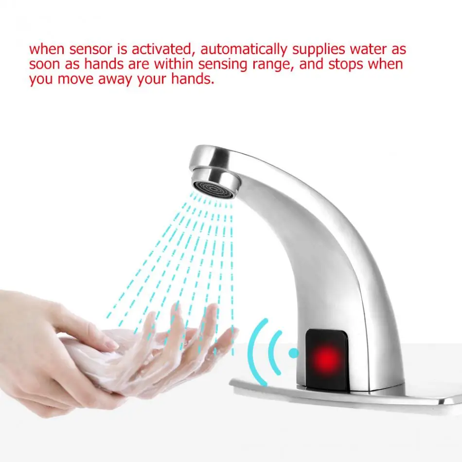 Electronic Automatic Sensor Touchless Sink Faucet Hands Free Tap Motion Activated Bathroom Basin Faucets Bathroom Tools Basin Faucets Aliexpress