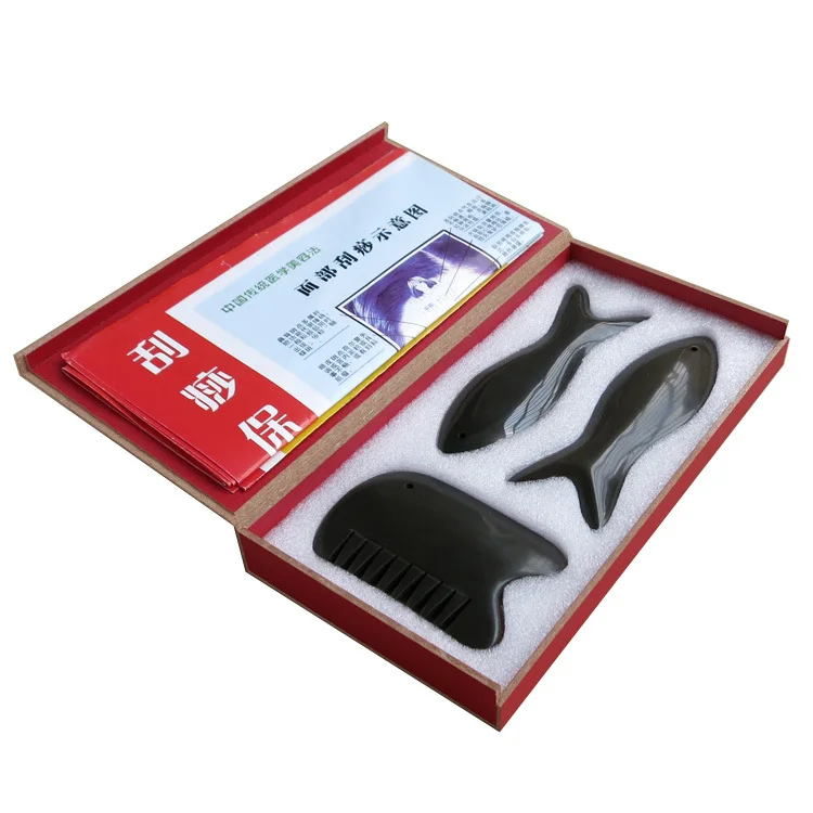 

Traditional Acupuncture Massage Tool 5A Bian stone beauty face kit 2pcs fish plate + 1pcs comb (3pieces/set)