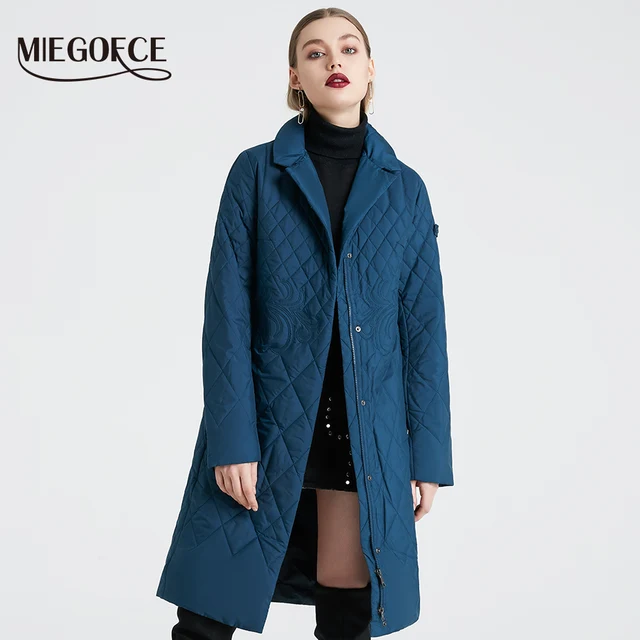 MIEGOFCE 2019 Весна Женская Парка Пальто Теплая Куртка Для Женщин Тонкая Хлопковая Ткань Пальто с Стоячим Воротником Новая Коллекция От Дизайнера