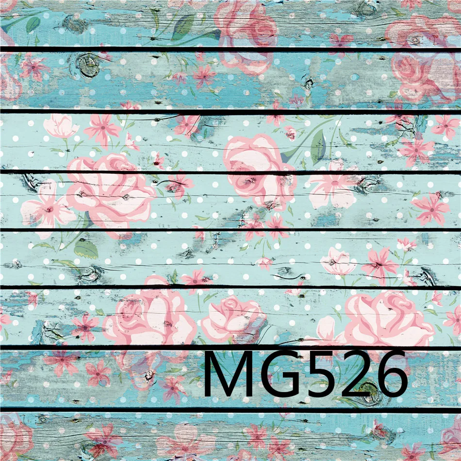

Polyester Pink Flower White Dots Wood Plank Backdrop Background Photography Studio Prop Photographic Seamless Washable No Crease