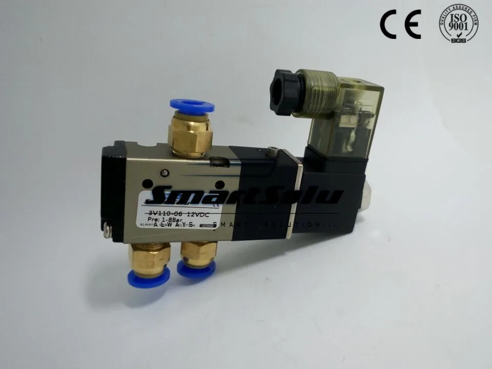 

Free shipping solenoid valve 3V110-06 Port 1/8" BSP 220V AC 3/2 way control valve with 3 fittings