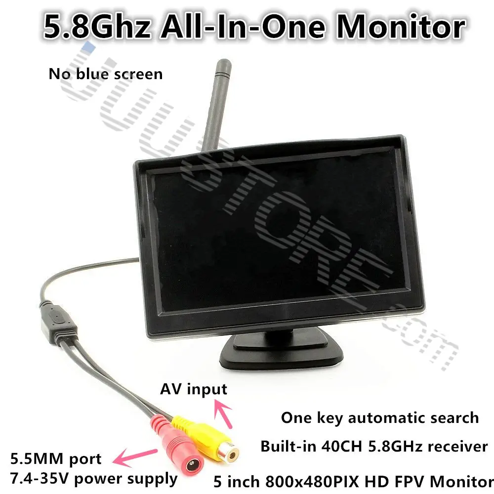 

5 inch 800x480 500CD LCD screen 5.8GHz Auto-Searching 40CH Receiver FPV Wireless Monitor for QAV250 RC Quadcopter