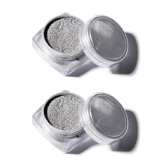 ROSALIND Nail Pigment Powder Nails Glitter Art Dip Powder Set Gel Polish Mirror Manicure Sparkles For Nails Chrome Pigment Art - Цвет: 2PCS Silver