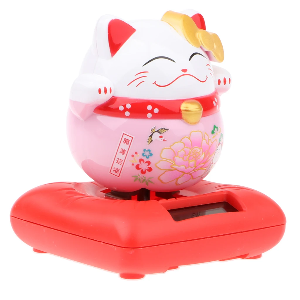 Lucky Cat солнечной Мощность Танцы кивая рисунок японского Кот приносящий удачу статуэтка животного животных фигурка-модель игрушка для декора дома - Color: B