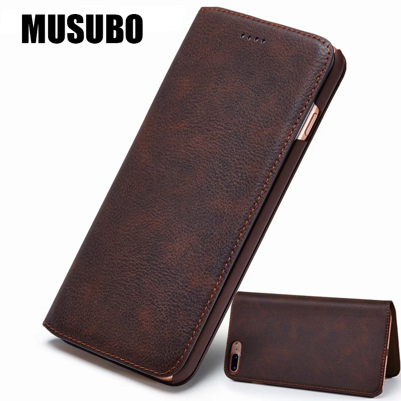 

2018 Musubo High Quality Case for iPhoneXs X Ultra Slim Genuine Leather Luxury Cases Cover for iPhone8 7 6s 6 Plus Flip capa