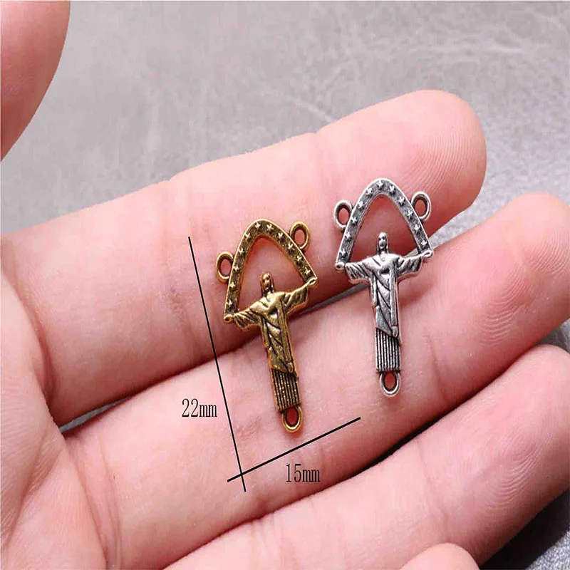 

Rosary Center Brazil Jesus Center Rosary Medal, Vintage Silver Brazilian Jesus Center Rosary Cross Medal.100pcs