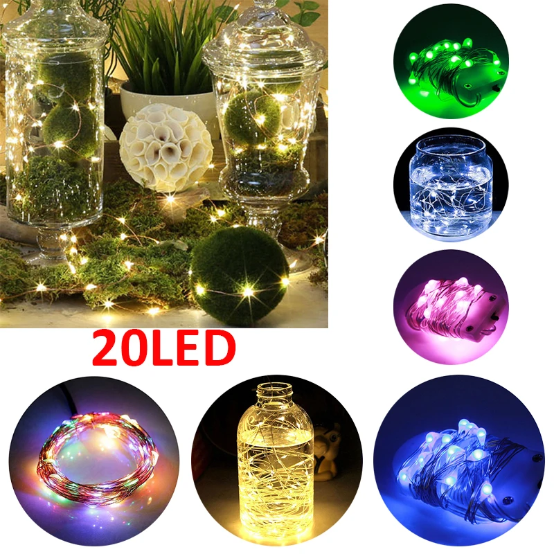 

2M 20LED Outdoor Copper Wire String Ambient Night Light Battery Control Switch Super Bright Wedding String Light Romantic