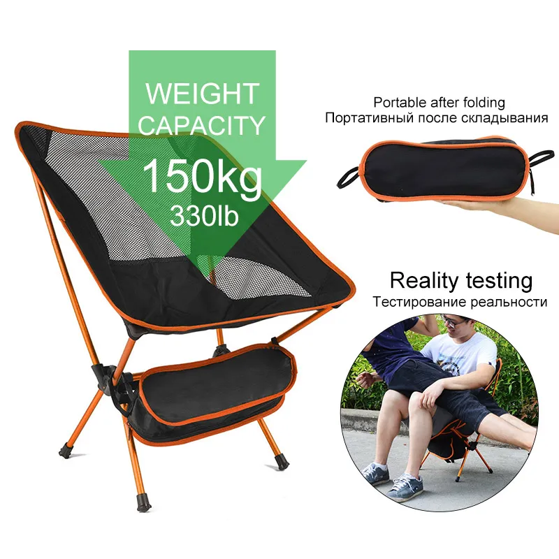 Folding Chair Fishing Camping Hiking Portable Seat Beach w/Bag 150KG Fast Ship 
